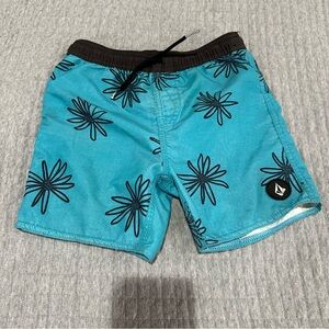 Volcom Teal Floral Swim Trunks